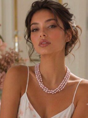 Blush Pink Freshwater Pearl Necklace Rice Pearls